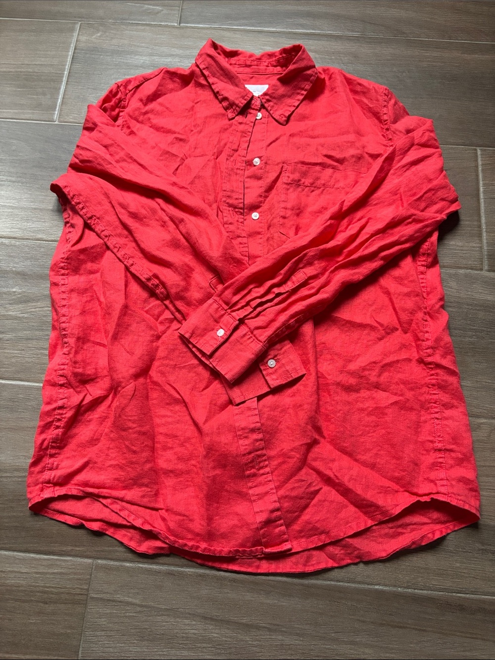 GAP Women’s Linen Shirt in Coral